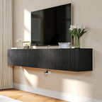 Floating TV Stand with 3 Doors, 55IN Wall Mounted TV Cabinet, Floating Media Console Entertainment Center with Storage, Under TV Shelf for Bedroom Living Room,Black