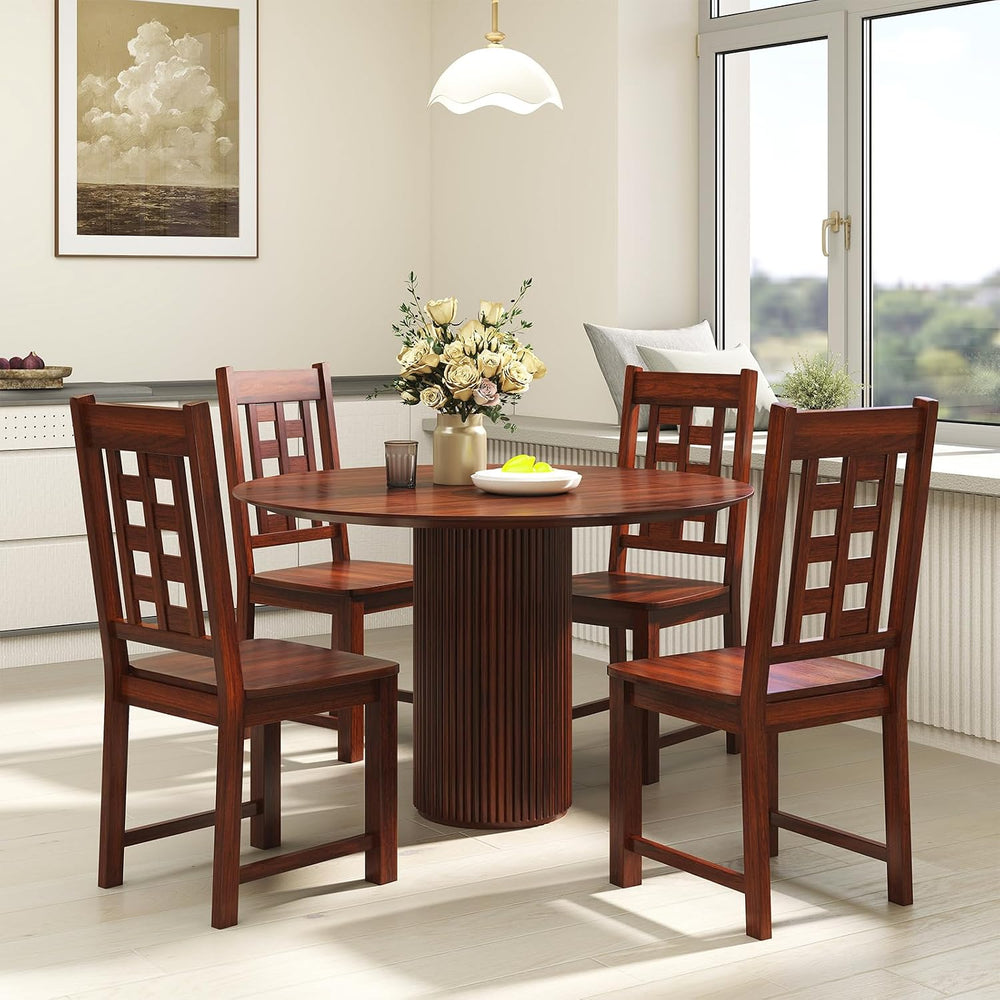 GIANTEX Wooden Dining Chairs Set of 2, Kitchen Chair w/Solid Rubber Wood Fram...