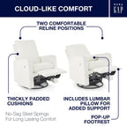 Delta Children - babyGap Cloud Recliner, Performance Fabric, White Boucle | Power Recliner with Swivel & Glide, Features Stain-Resistant Fabric, Cozy Boucle Fabric & Includes a Lumbar Pillow