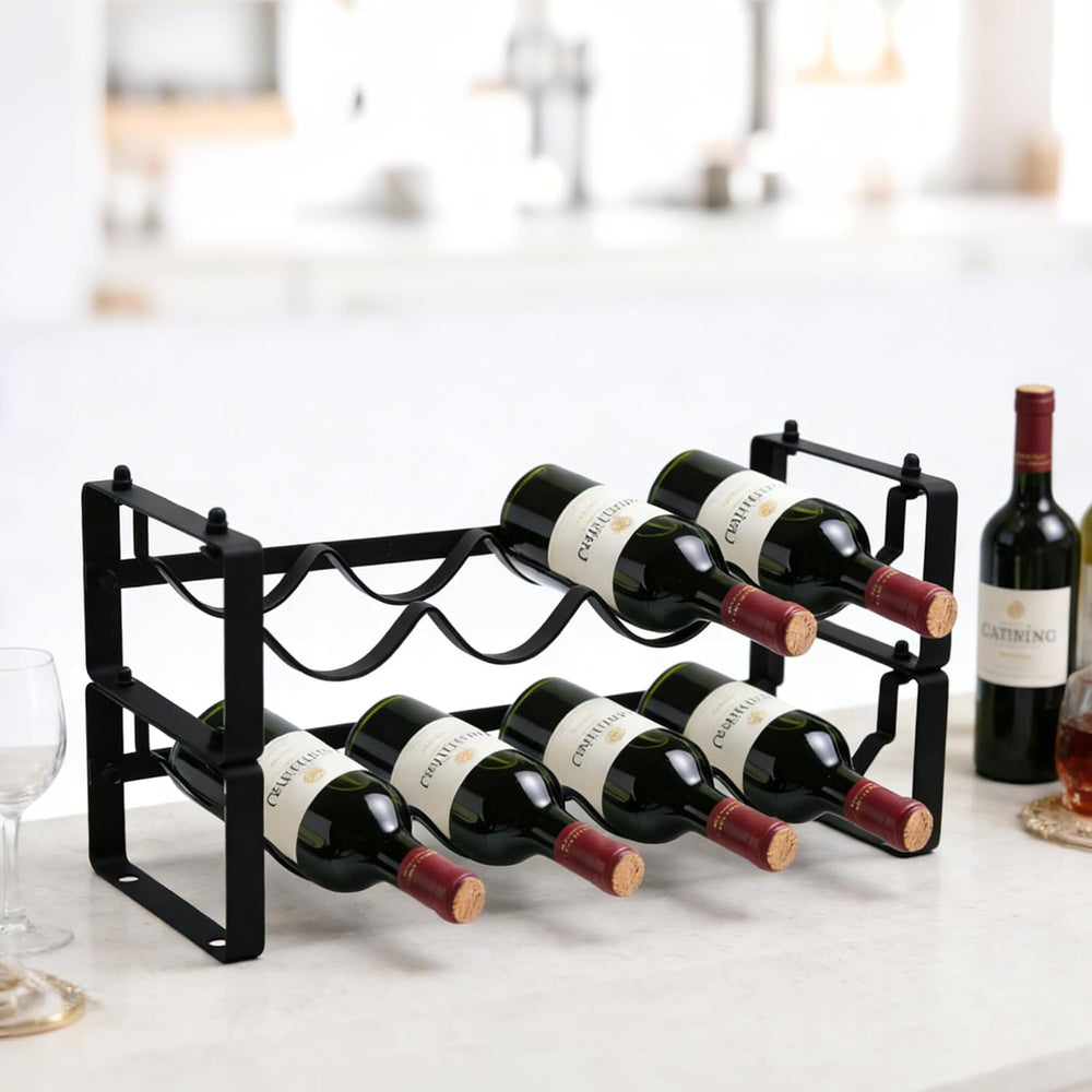 Wine Rack for Countertop – Stackable Freestanding Bottle Organizer for Kitche...