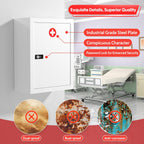 Wall-Mount Locking Medicine Cabinet: Large Metal Storage Organizer Box with Combination & Key Lock - First Aid Medicine Cabinet 3-Compartment Design for Bathroom Home (15.75" H x 11.82" W x 4.72" D)