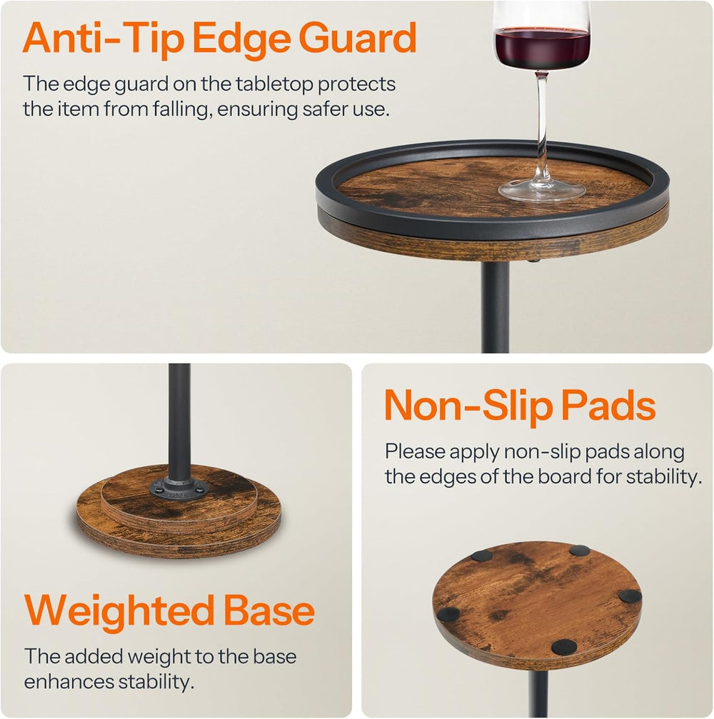 HOOBRO Small Round Side Table, Drink Table, Coffee Martini Table with Pedesta...