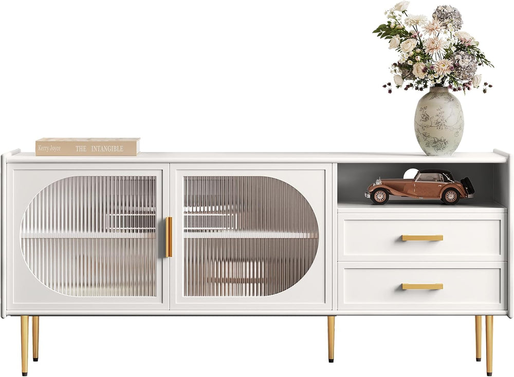 ARTPOWER 60" Modern TV Stand, Entertainment Center with Storage, White |...