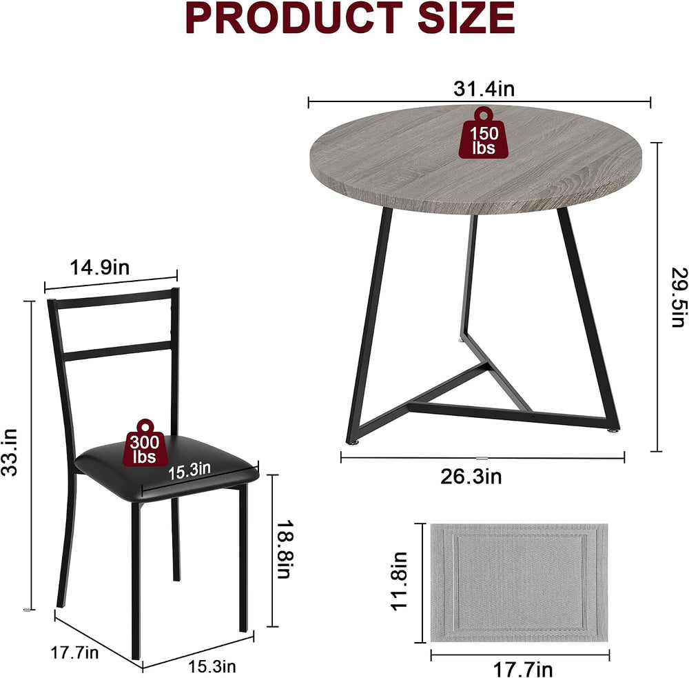 GAOMON Dining Table Set for 2, Kitchen Table and Chairs for 2 with Upholstere...