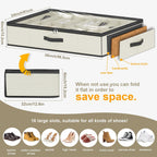 homyfort 32 Pairs Shoe Organizer Under Bed, Sturdy Underbed Shoe Storage Boxes Bins, Organizador De Zapatos, Extra Large Zapateras Organizer, Beige, Set of 2