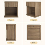 Fluted Nightstand, 22.8" Wide Nightstands with Drawer Storage Large Wood BedsideTable Night Stand for Bedroom, Natural Oak