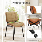 Dining Chairs Set of 8, Mid Century Modern Dining Room Chair, Upholstered Faux Leather Kitchen Chairs with Thick Cushion and Walnut Bentwood Back for Kitchen Dining Room, Khaki