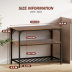 PayLessHere 3 Tiers Kitchen Island 47.2 Inches Width Storage Counter with Large Storage Space Thick Board Top Solid Structure Shelf for Home Kitchen Restaurant Cafe (Brown)