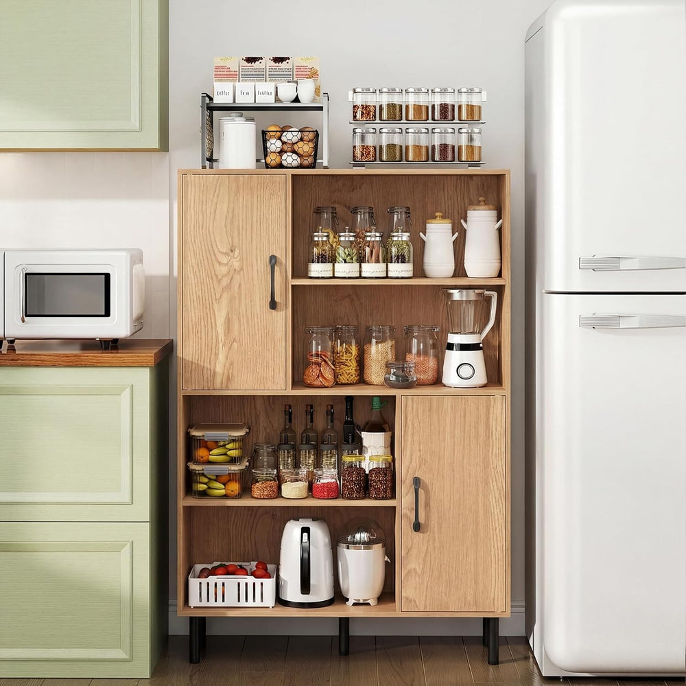 Giantex 47-Inches Storage Cabinet with Doors, Open Shelves, Anti-Tipping Devi...