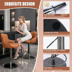 Black Titanium Stainless Steel Bar Stools,Grade Modern Leather Bar Chair with Backrest,Swivel Adjustable Height for Kitchen Counter and Dining Room (Brown Leather-2pcs)