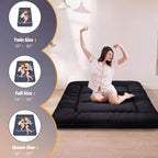 MAXYOYO 6" Extra Thick Japanese Floor Mattress Queen Folding Futon Mattress | Foldable Tatami Pad for Adults, Roll Up Floor Mat for Living Room Guest Room RV, Black