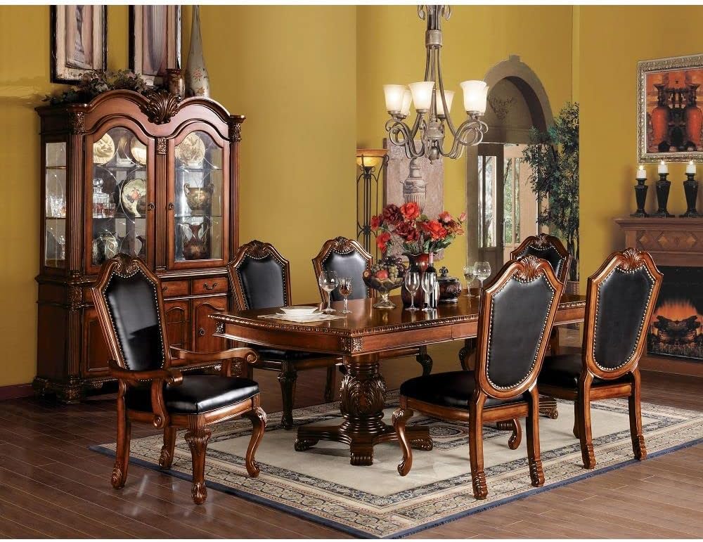 7-Piece Dining Kitchen Set with Dining Extendable Table, 4 Side Chairs and 2 ...