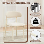 UVV Dining Chairs Set of 2, Metal Kitchen Chairs with Modern Fabric Upholstered for Dining Room, Beige