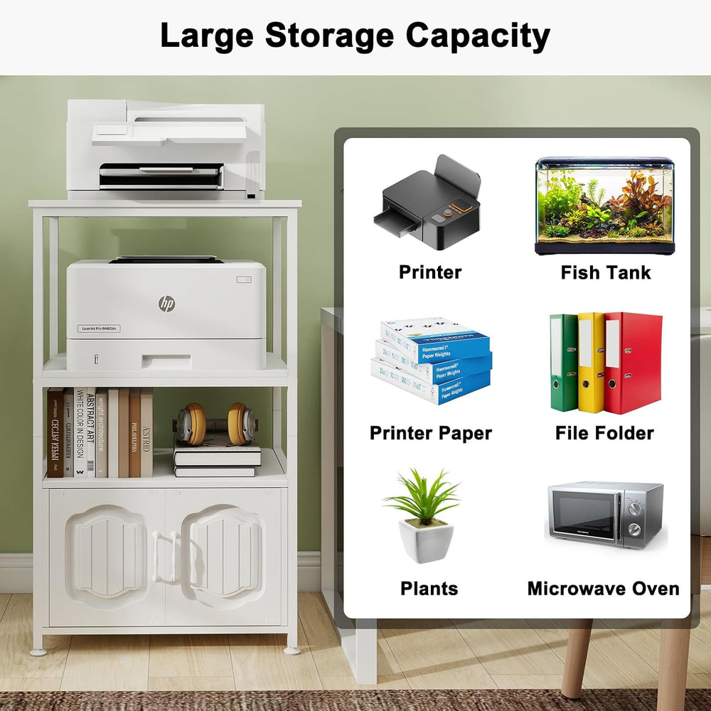 Natwind 4 Tier Printer Stand, File Cabinet w/Adjustable Open Shelves,White | ...