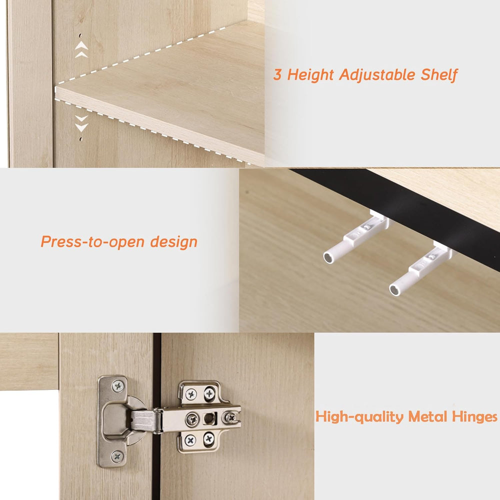 WAMPAT Sideboard Buffet Cabinets, Modern Credenza Sideboard with Adjustable S...
