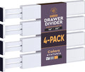 Bambüsi 4 Pack Drawer Dividers - 2.6" High, 16-22" Adjustable Bamboo Drawer Organizers for Clothes, Expandable Dresser Separators in Bedroom/Bathroom/Kitchen/Office Organization and Storage (White)