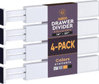 Bambüsi 4 Pack Drawer Dividers - 2.6" High, 16-22" Adjustable Bamboo Drawer Organizers for Clothes, Expandable Dresser Separators in Bedroom/Bathroom/Kitchen/Office Organization and Storage (White)