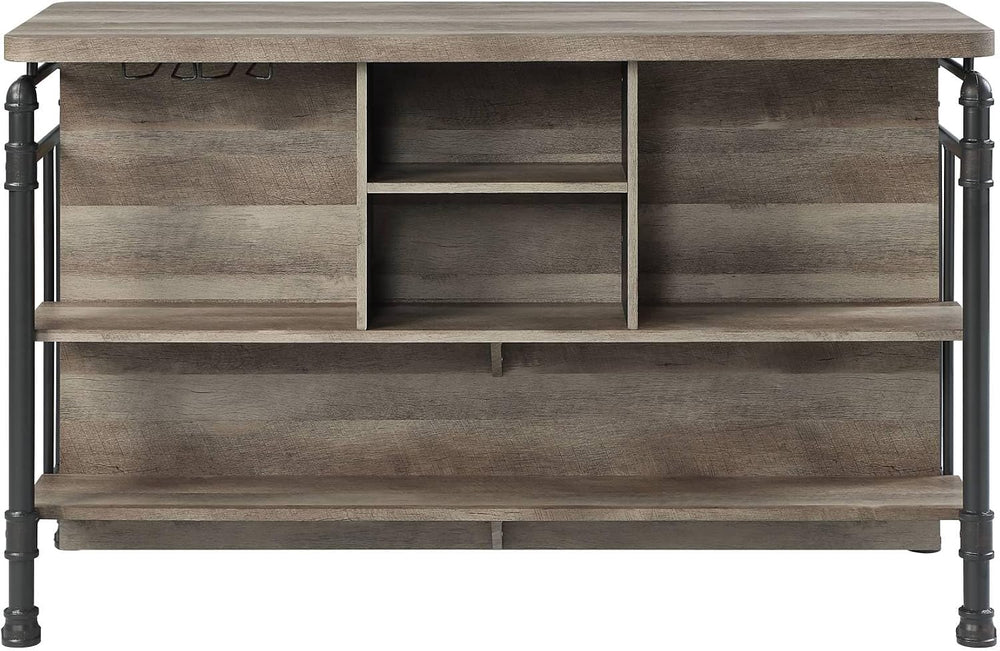 Antique Oak and Sandy Grey 5-Shelf Kitchen Island with Wood+Metal | Wood and ...
