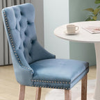 3-Pieces 31.5" Round Dining Table Set for 2, White Dining Table & 2 Velvet Upholstered Dining Chairs for Kitchen Dining Room Apartment Small Space(White Table & Sky Blue Chairs)