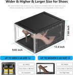 10 Pack Hard Sturdy Thickened Rigid XX Large Shoe Storage Organizer for Closet, Clear Stackable Sneaker Shoe Boxes Rack Containers Display Case Bins with Lids, Black Clear02