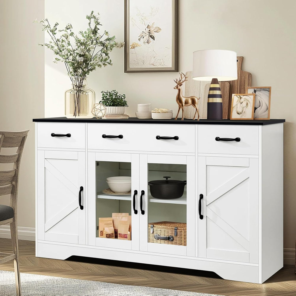 Likein Sideboard Buffet Cabinet with Storage - 55" Kitchen Storage Displ...