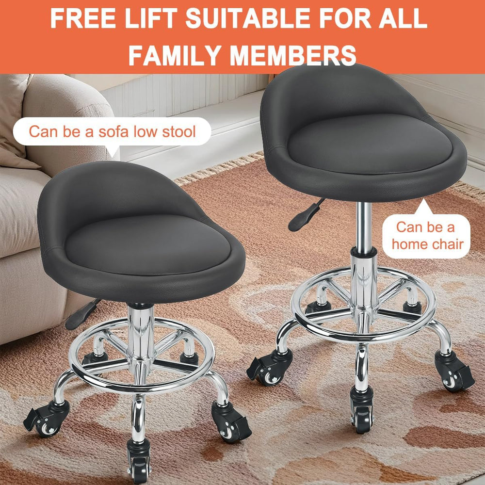 Rolling Stool Low Height Roller Stool Height Adjustable, Shop Stools Low Roll...