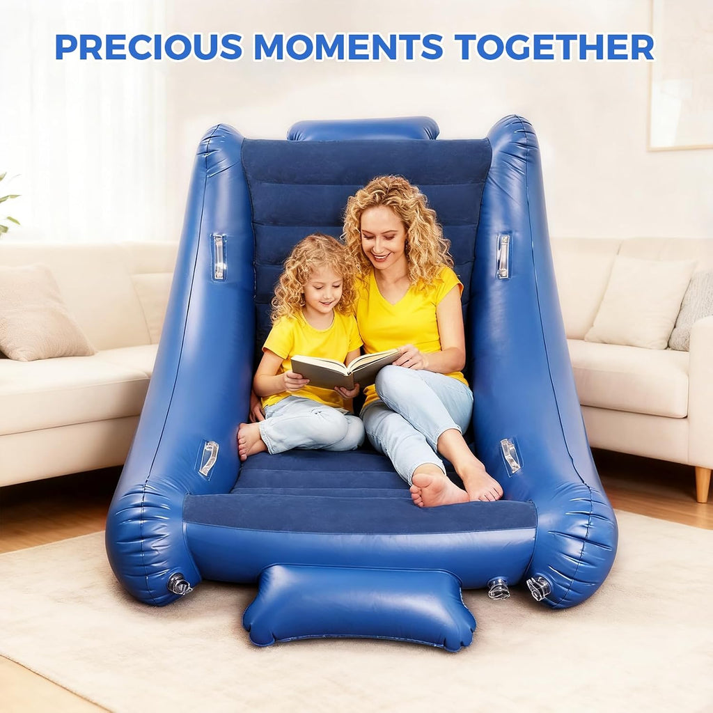 Sensory Rocking Chair for Kids, Inflatable Sensory Rocker with Electric Air Pump for Autistic ADHD Children, Air Cloud Autism Chair - Soft, Comfy & Heavy Duty - Blue