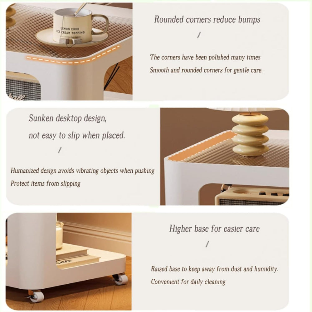 3-Tier End Table,Sofa End Can Rotate Square End Side Tables Glass Top Coffee ...
