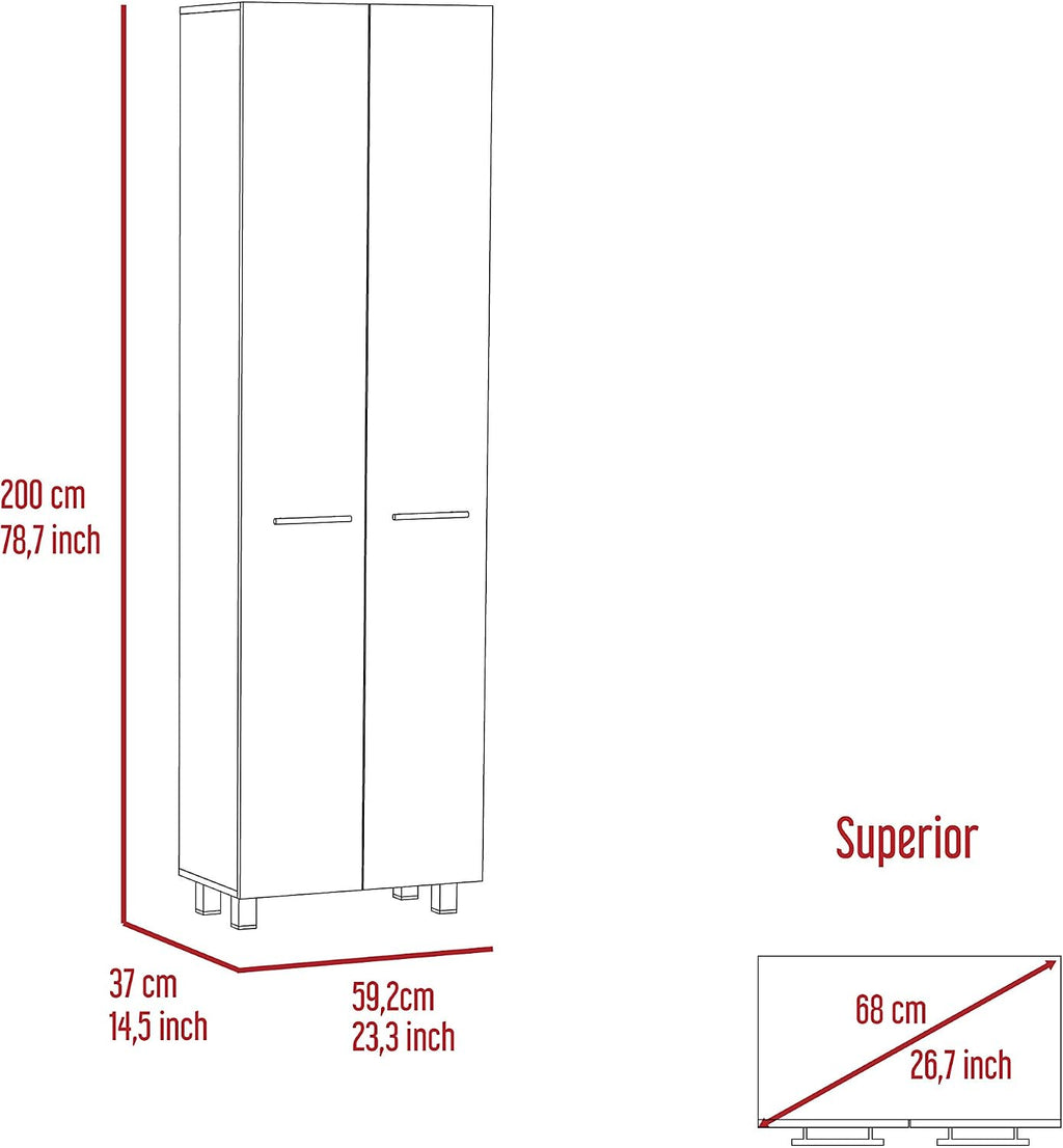23.6" D*14.5" W*78.7" H Freestanding Kitchen Pantry with 4 Shelves, Double Door, Rectangular Storage Cabinet, Traditional, for Living Room, Dining Room, Black