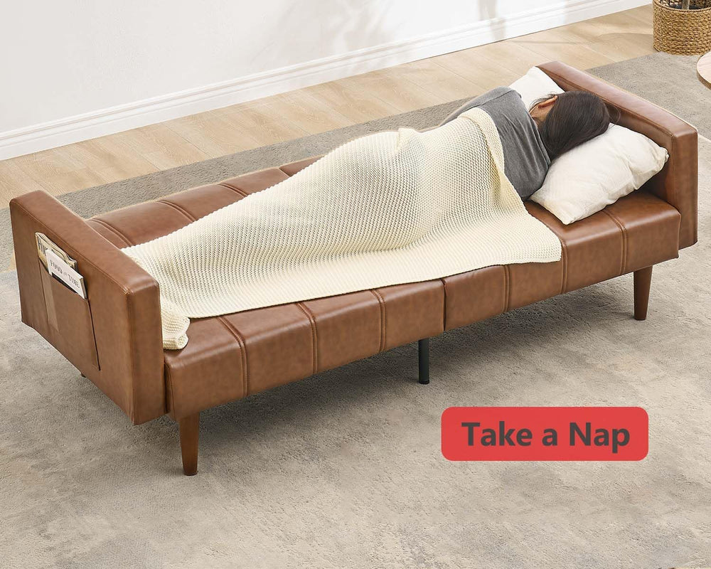 Garvee Modern Futon Sofa Bed, Convertible 75" Sleeper with Adjustable Ba...