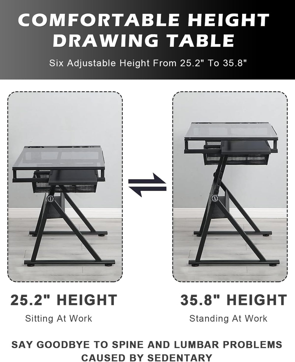 Adjustable Drafting Table for Artists - Drawing Table with Storage for Artwor...