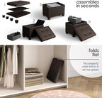 STORAGEBUD Storage Ottoman Cube with Small Bin, 16-in Square Ottoman with Storage for Living Room and Bedroom, Small Ottomans Foot Rest, Faux Leather Foot Stools Ottomans Max 330lbs, Brown