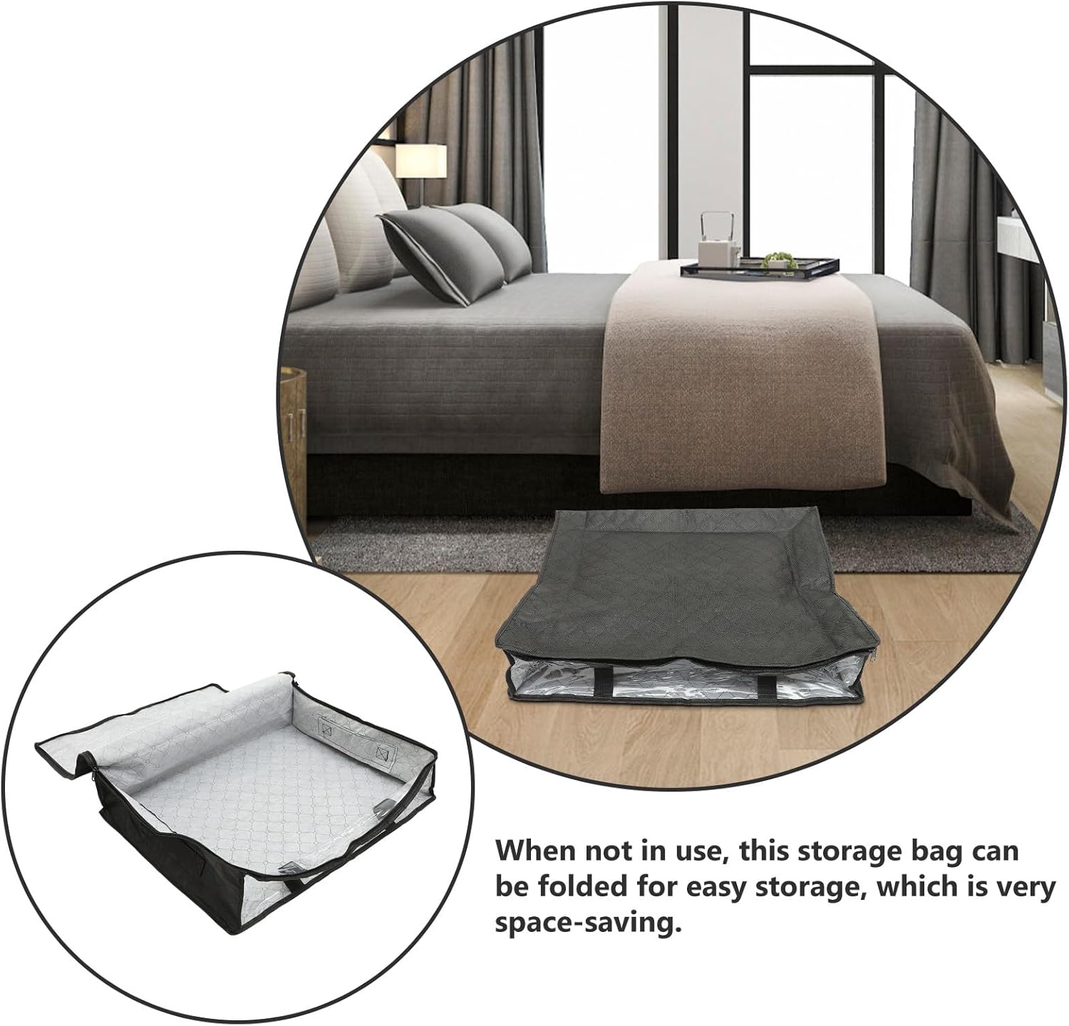 Large Capacity Under Bed Storage Bag with Handles Breathable Non-woven Organizer for Quilts Blankets Bedding Multipurpose Clothes Storage Bin for Closet and Shelf Easy-clean with