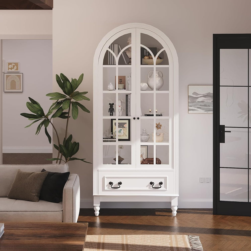 LIVAUVEAD 67" Tall Arched Kitchen Pantry Cabinet with Hidden Drawers &am...