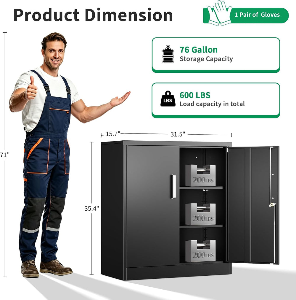 Metal Garage Storage Cabinet, Durable Metal Storage Solution