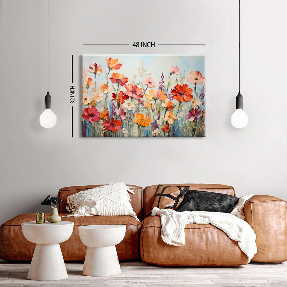 Large Flower Wall Art Abstract Poppy Floral Pictures Wall Decor 32x48"