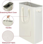 efluky Slim Laundry Basket, Narrow Laundry Hamper with Handles, Collapsible Dirty Clothes Hamper, Tall Laundry Bin for Laundry Room, Dorm and Bedroom, 19.8 Gallon (75L) Beige