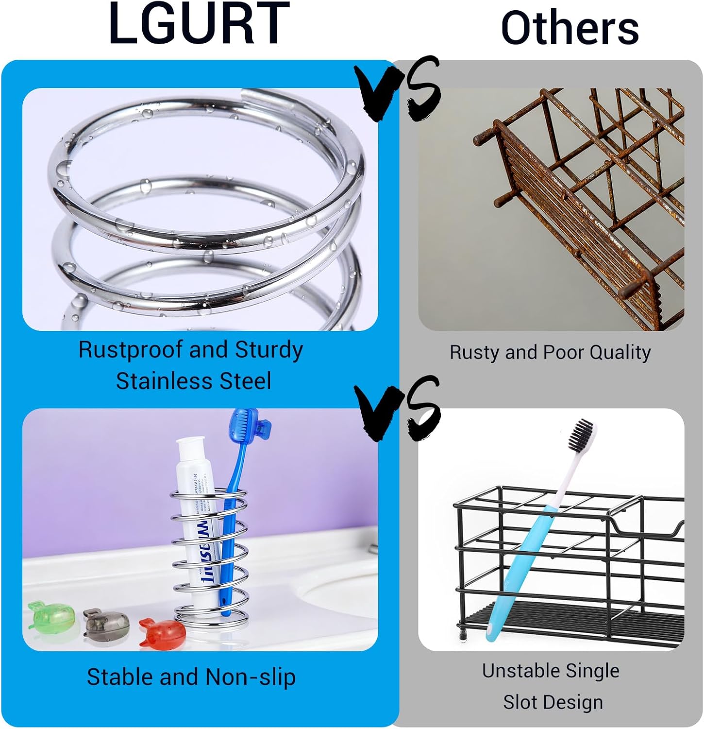 Stainless Steel Toothbrush Holder Spring Shape Pen Holder Makeup Brush Organizer Toothbrush Stand ﻿
