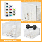Shoe Boxes, Stack Without Toppling Modular storage boxes combine freely for use in closets, under beds, hallways, and entryways. Space-saving. (Transparent, 12 Pack)