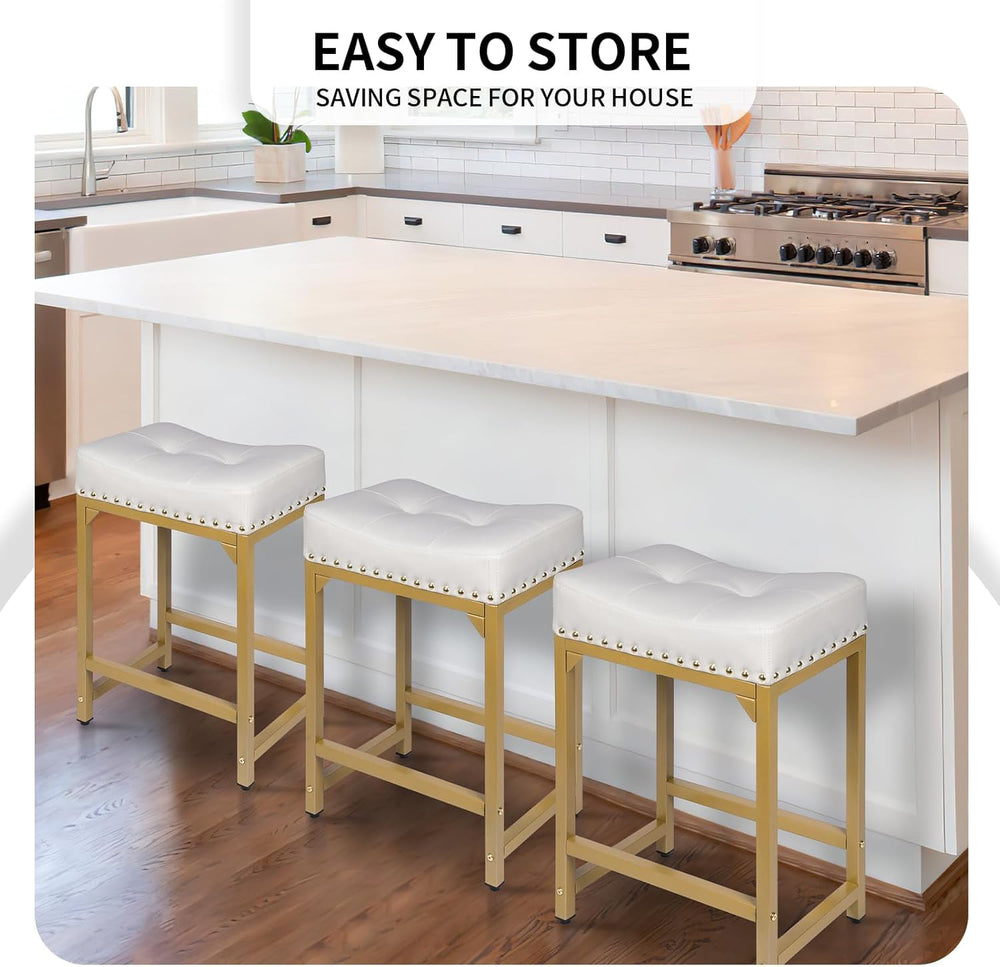 Bar Stools Set of 2, Counter Height Bar Stools for Kitchen Island, 24 Inch Mo...