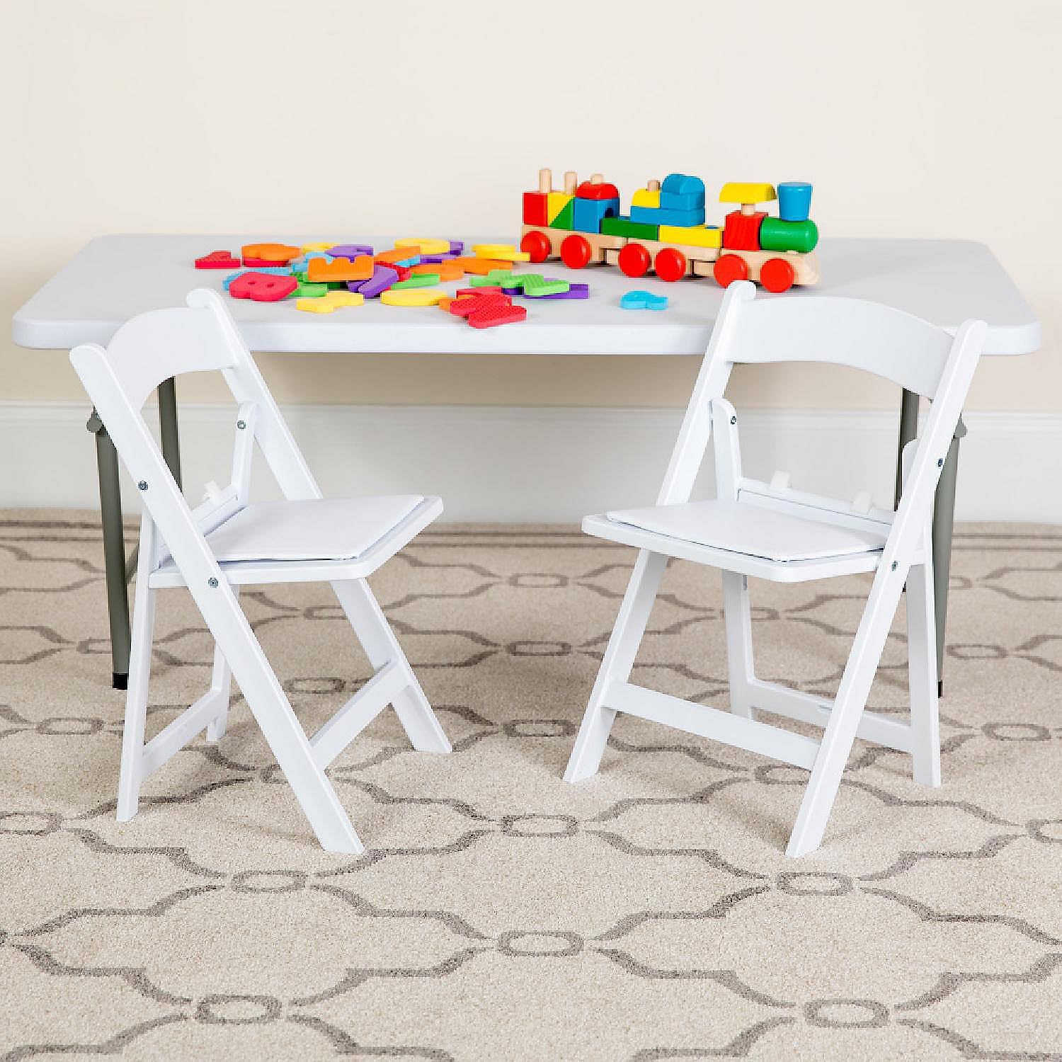 2 Pack Kids White Resin Folding Event Party Chair