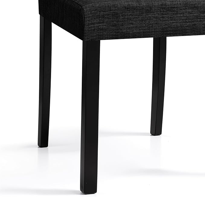 CHUN YI Upholstered Dining Chairs Set of 6, Fabric Dining Room Chairs with Solid Wood Legs, Modern Parson Chairs for Kitchen, Restaurant, Hotel, Black
