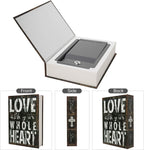 Real Paper Transfer Book Safe, Hollow with Secret Hidden Compartment, Key Lock, 8.7"×6"×2" (LOVE-Key)