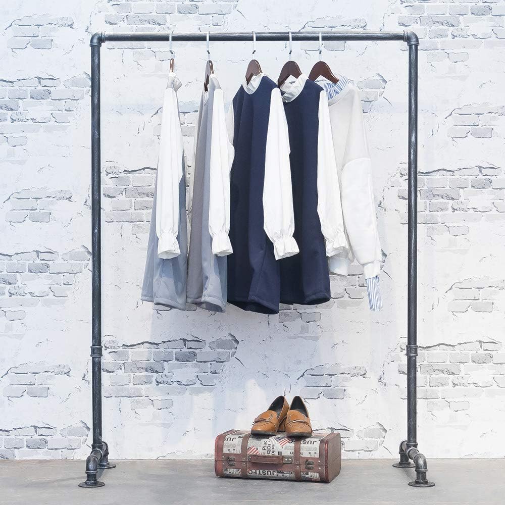 Industrial Pipe Clothing Rack 59in,Clothes Racks for Hanging Clothes,Heavy Duty Display Garment Rack