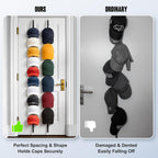 2Pack Hat Organizer for Baseball Caps, Hat Rack for Wall with Display Hooks - Organizador de Gorras for Closet Door, Bedroom and Entrance (Black)