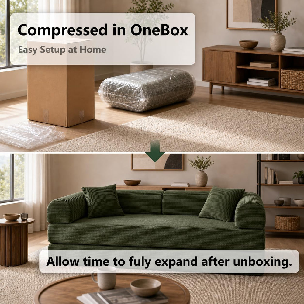 Compressed Modular Sectional Sofa Couch,No Tools Assembly | Convertible bed mode