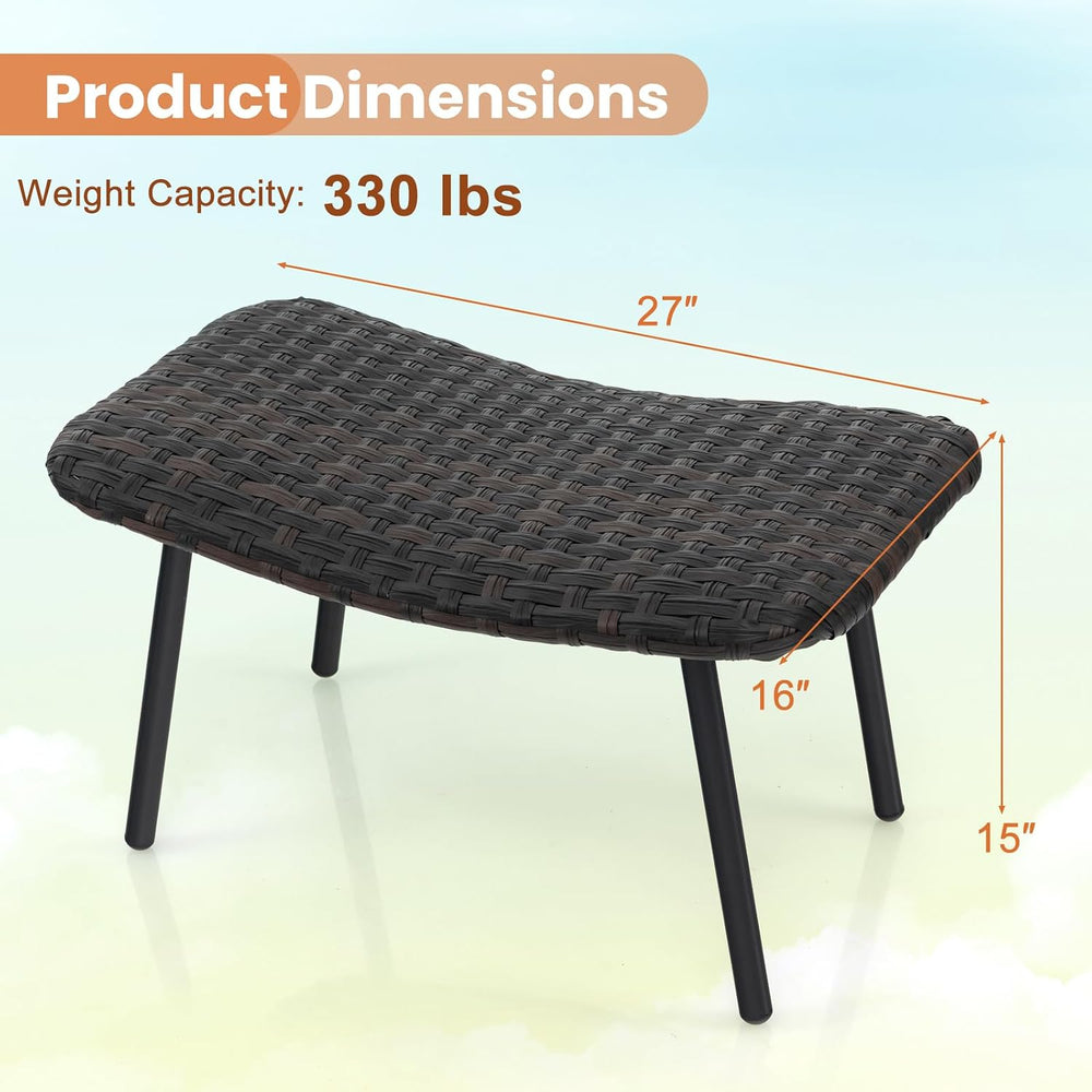 Tangkula Set of 2 Patio Ottomans, Multipurpose Rattan Ottomans w/Padded Quick...