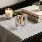 Scalloped Acrylic Tray, 5 x 5 Inch Clear Acrylic Tray with Drawer for Insert Needlepoint Photos, Organizer Tray for Vanity Perfume Jewelry Storage, Small Acrylic Decorative Tray for Home Decor Gift