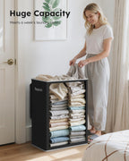 SOLEDI Laundry Hamper with Lid 130L Large & Tall Collapsible Laundry Basket, Clothes Hamper with Bag Removable Easy to Carry, Dirty Hampers for Bedroom, Bathroom, Dorm, College, Black