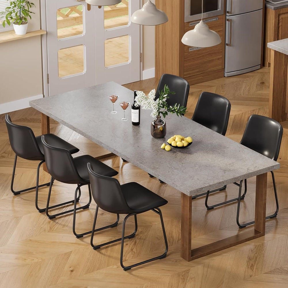 Dining Chairs Set of 4, 18in PU Leather Modern Kitchen Chairs, Black